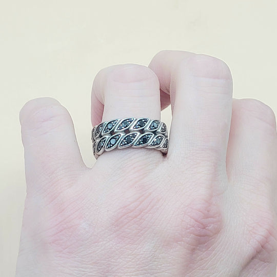  David Yurman-Black Diamond Graphic-Cable Band Ring