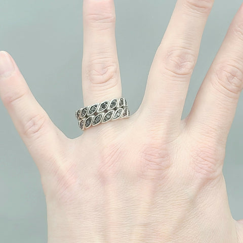  David Yurman-Black Diamond Graphic-Cable Band Ring