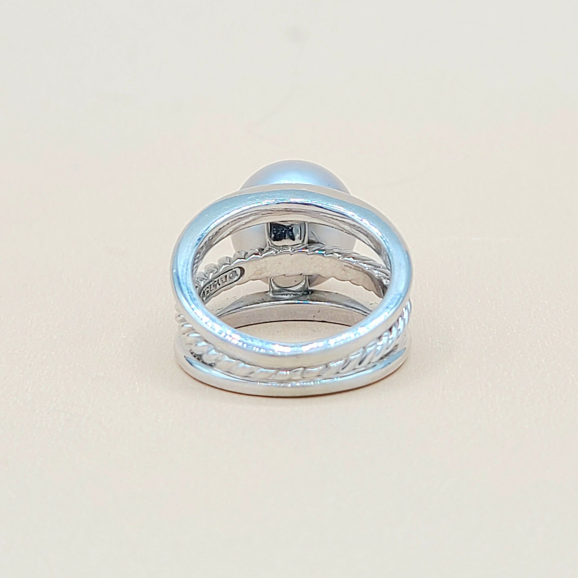 David Yurman Gray Tahitian Pearl Ring 18K White Gold | Certified  AYW Luxury #