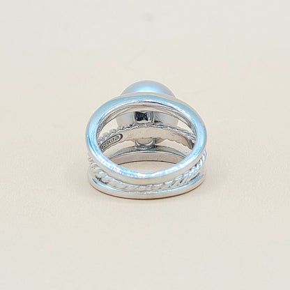 David Yurman Gray Tahitian Pearl Ring 18K White Gold | Certified  AYW Luxury #