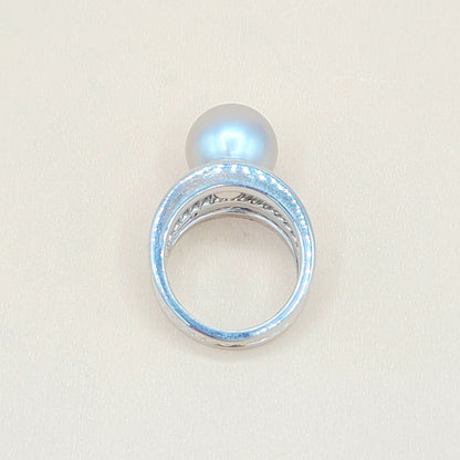 David Yurman Gray Tahitian Pearl Ring 18K White Gold | Certified  AYW Luxury #
