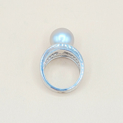  David Yurman 18k White Gold Gray Tahitian Pearl Ring