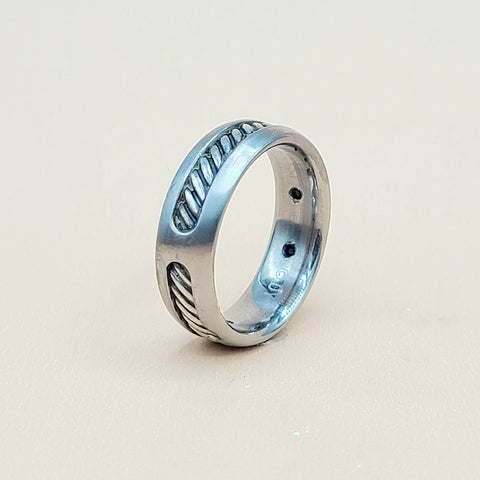  David Yurman Grey Titanium Cable Inset Band