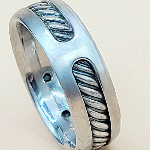  David Yurman Grey Titanium Cable Inset Band
