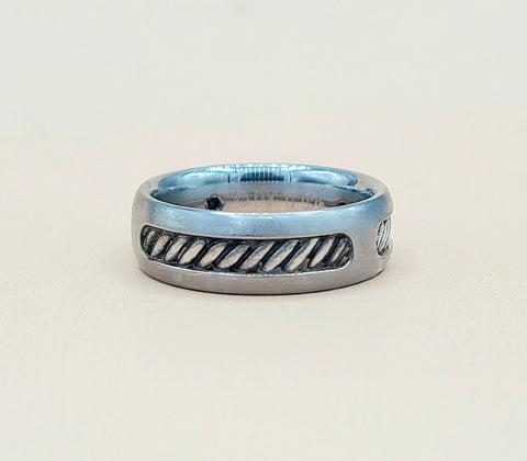  David Yurman Grey Titanium Cable Inset Band