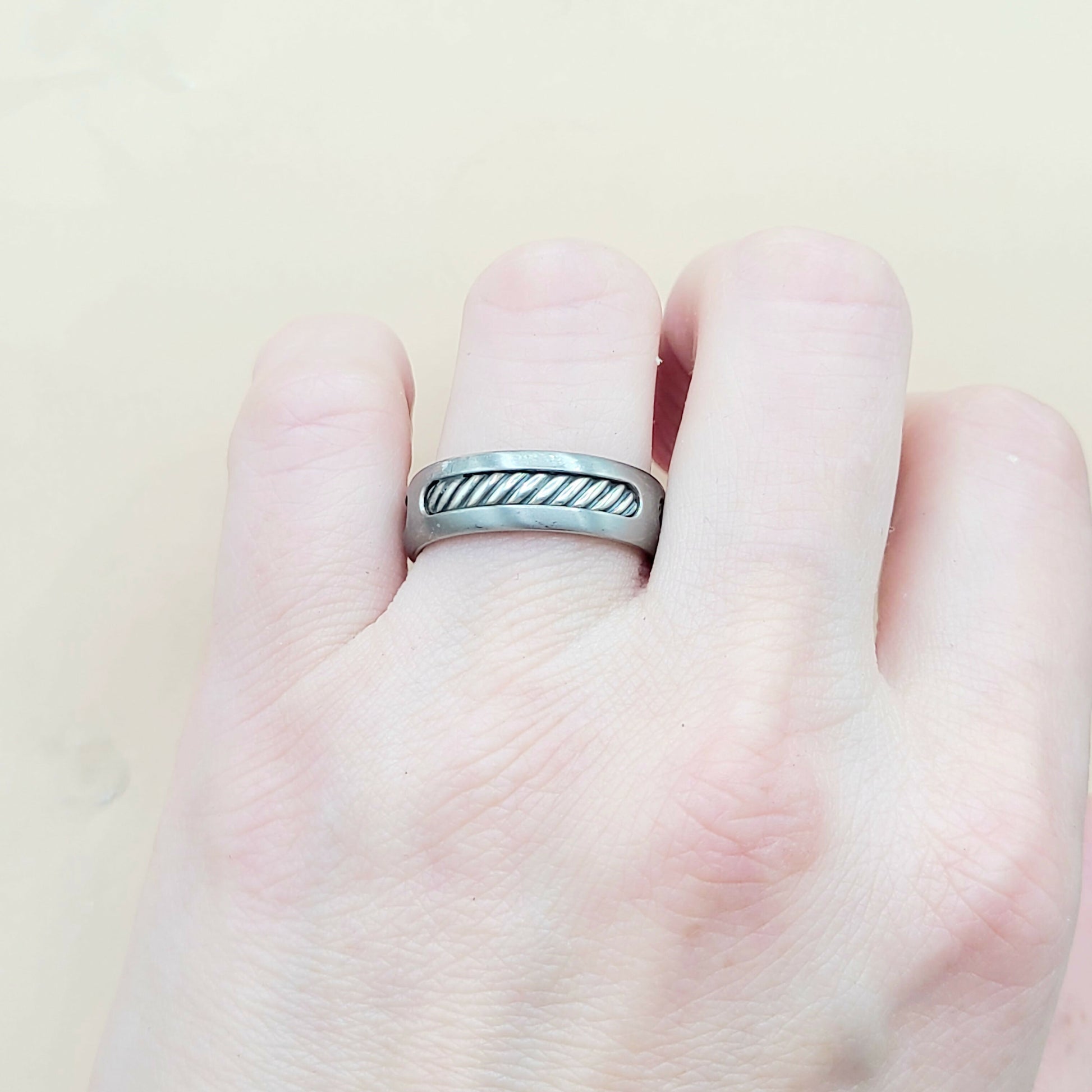 David Yurman Titanium Cable Inlay Band Ring | Certified Pre-Owned  AYW Luxury #