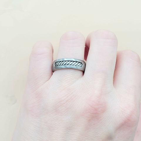  David Yurman Grey Titanium Cable Inset Band