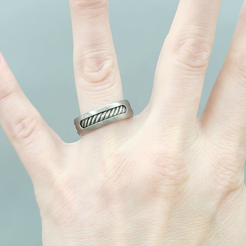  David Yurman Grey Titanium Cable Inset Band