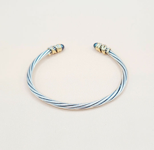  David Yurman Helena Grey Pearl Diamond Gold Bracelet, 4mm