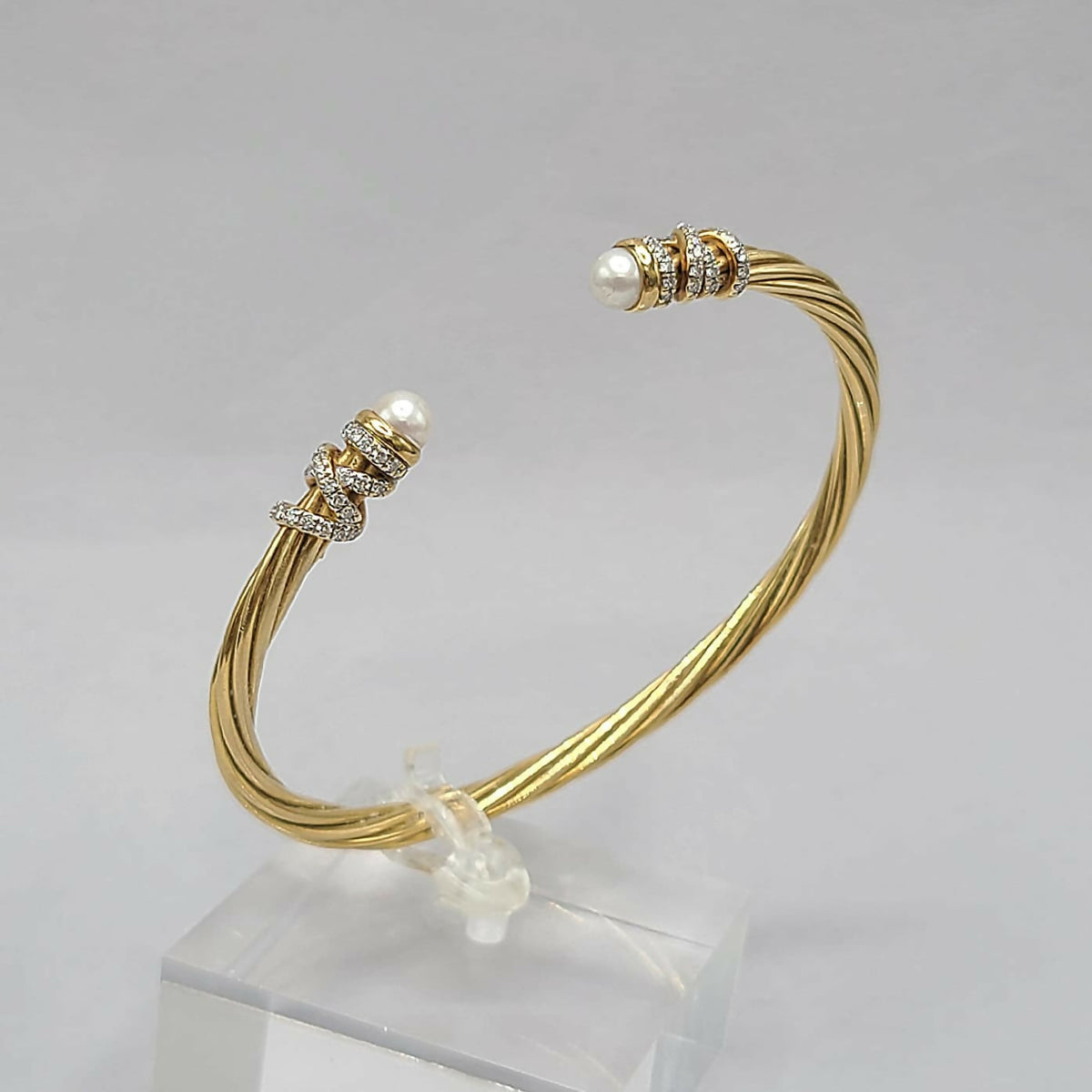 David Yurman Helena Bracelet in 18K Yellow Gold with Pearls and Diamonds, 4mm