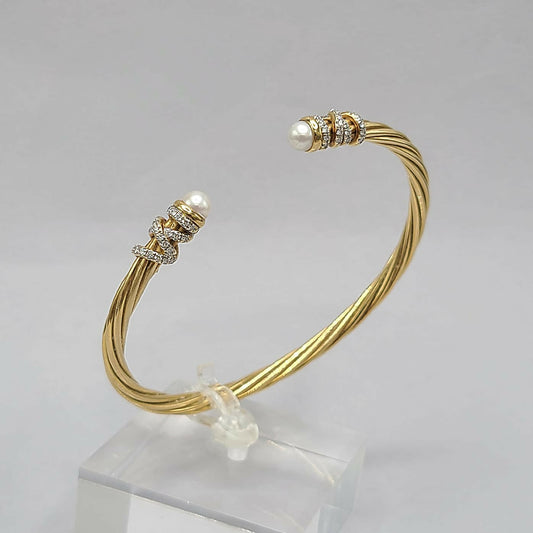 David Yurman Helena Bracelet in 18K Yellow Gold with Pearls and Diamonds, 4mm