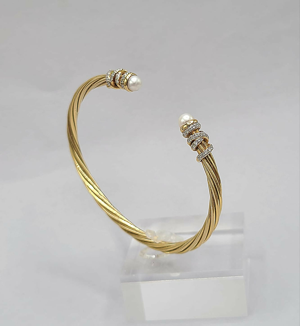 David Yurman Helena Bracelet in 18K Yellow Gold with Pearls and Diamonds, 4mm