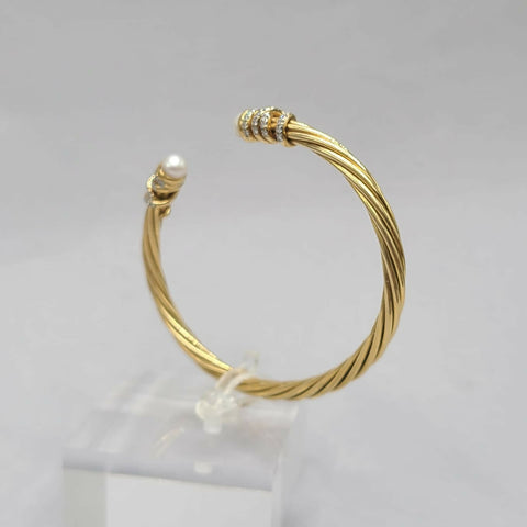 David Yurman Helena Bracelet in 18K Yellow Gold with Pearls and Diamonds, 4mm