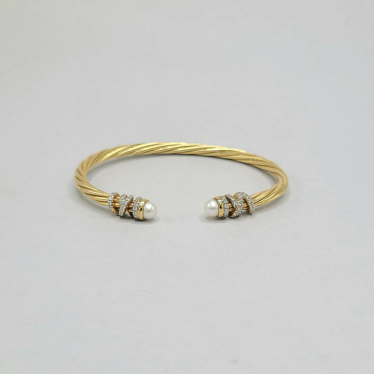 David Yurman Helena Bracelet in 18K Yellow Gold with Pearls and Diamonds, 4mm