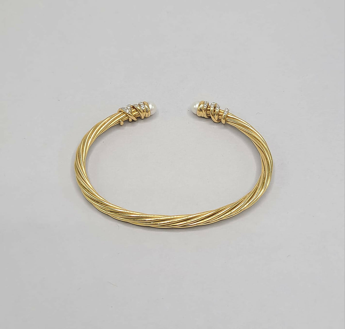 David Yurman Helena Bracelet in 18K Yellow Gold with Pearls and Diamonds, 4mm