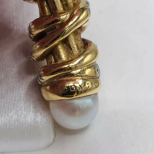 hallmark of David Yurman Helena Bracelet in 18K Yellow Gold with Pearls and Diamonds, 4mm