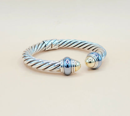 David Yurman Hematite Rondelle Gold Dome Cable Bracelet | Certified  AYW Luxury #