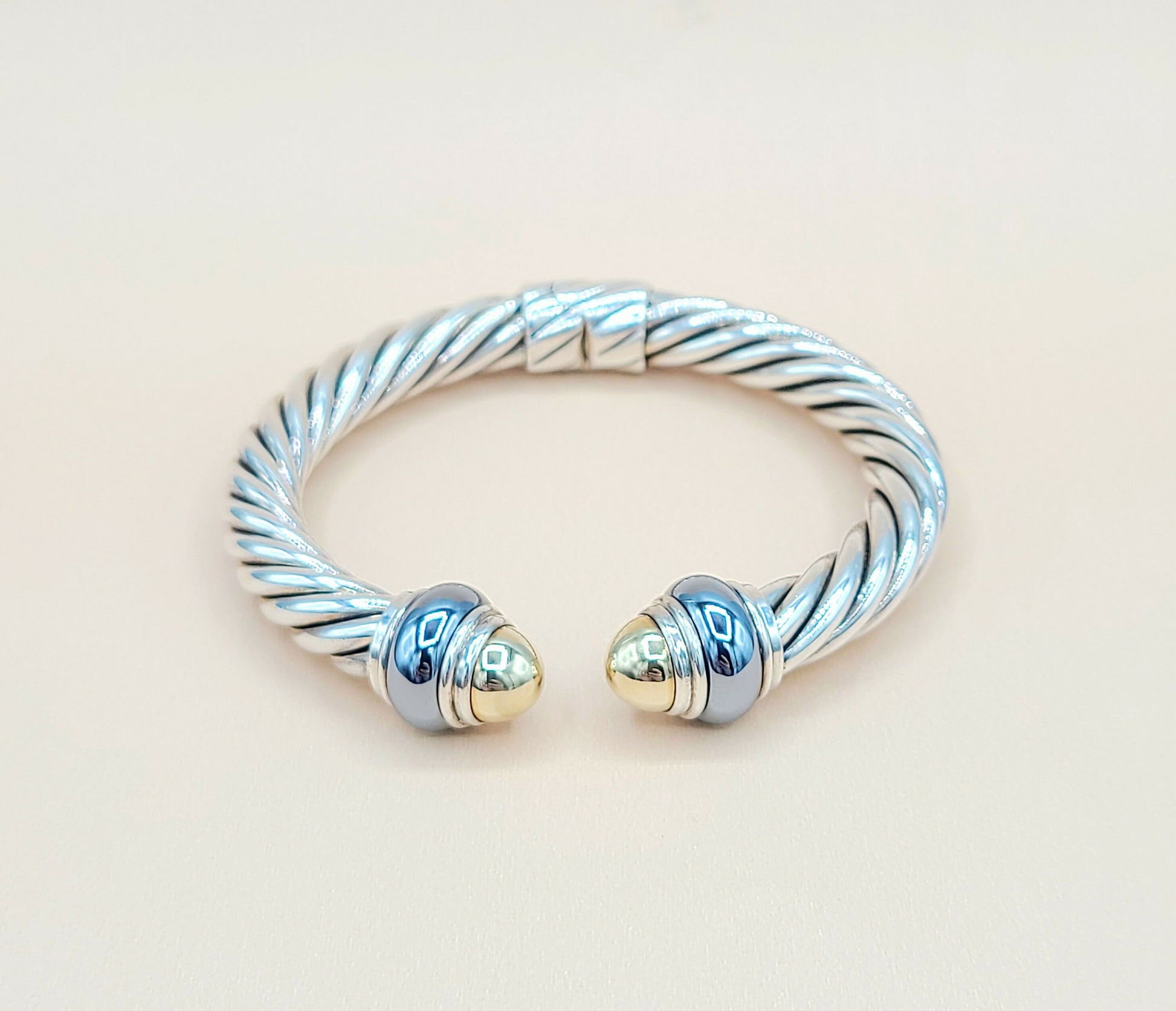 David Yurman Hematite Rondelle Gold Dome Cable Bracelet | Certified  AYW Luxury #