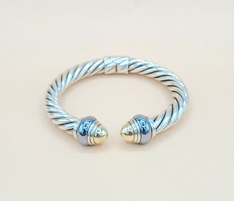  David Yurman Hematite Rondelle Gold Dome Cable Bracelet-