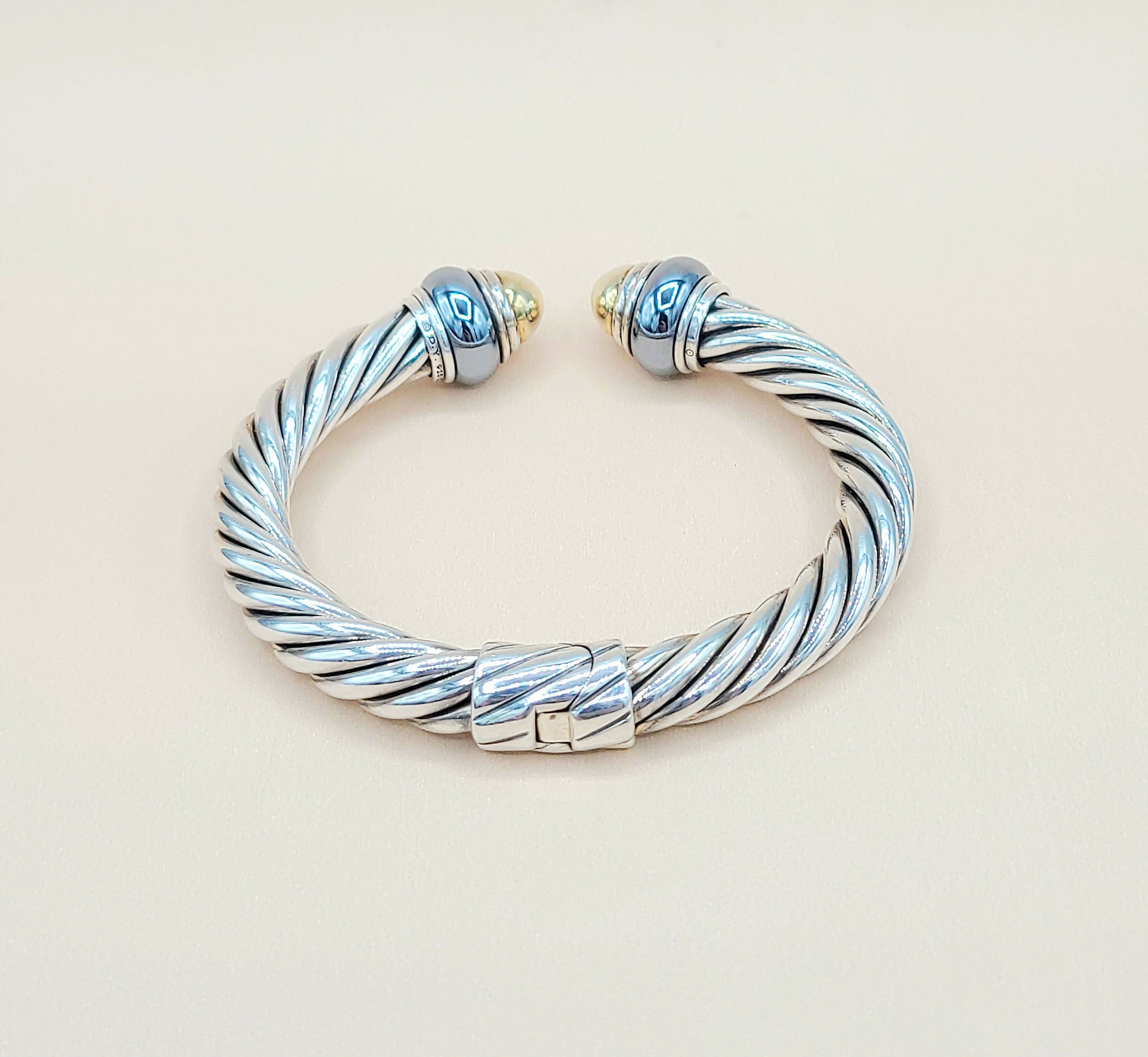 David Yurman Hematite Rondelle Gold Dome Cable Bracelet | Certified  AYW Luxury #