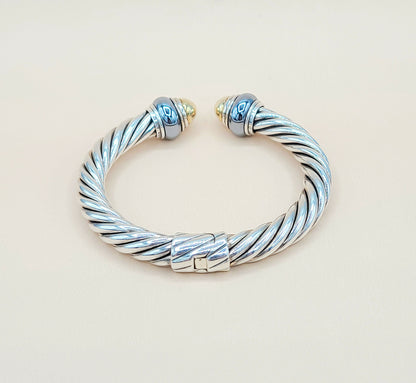 David Yurman Hematite Rondelle Gold Dome Cable Bracelet | Certified  AYW Luxury #