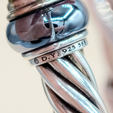  David Yurman Hematite Rondelle Gold Dome Cable Bracelet-