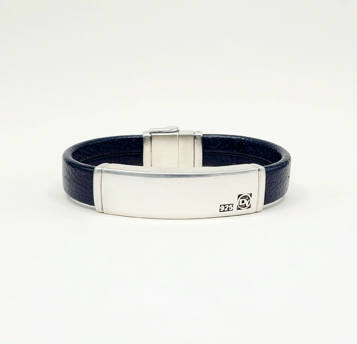 David Yurman ID Bracelet Black Leather Sterling Silver 12.5mm Medium