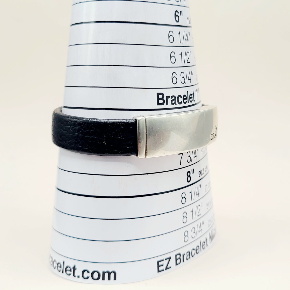 David Yurman ID Bracelet Black Leather Sterling Silver 12.5mm Medium