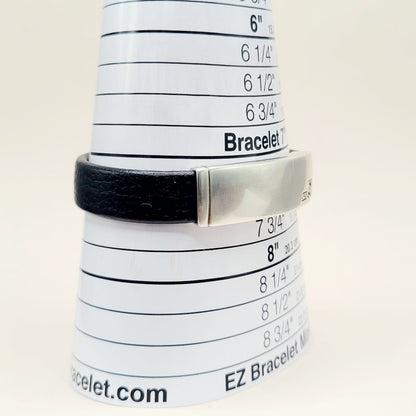 David Yurman ID Bracelet Black Leather Sterling Silver 12.5mm Medium