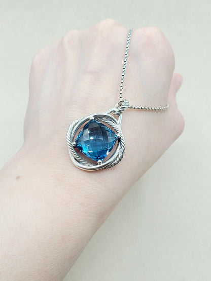 David Yurman Infinity Blue Topaz 17mm Pendant Enhancer | Certified    #