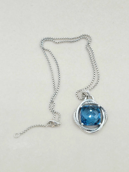 David Yurman Infinity Blue Topaz 17mm Pendant Enhancer | Certified    #