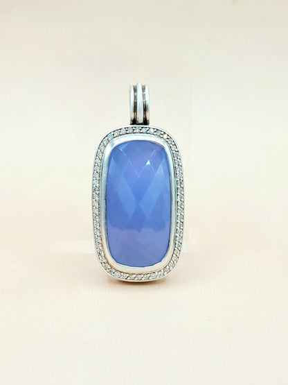  David-Yurman-Albion-Chalcedony &-Diamond-Elongated Pendant