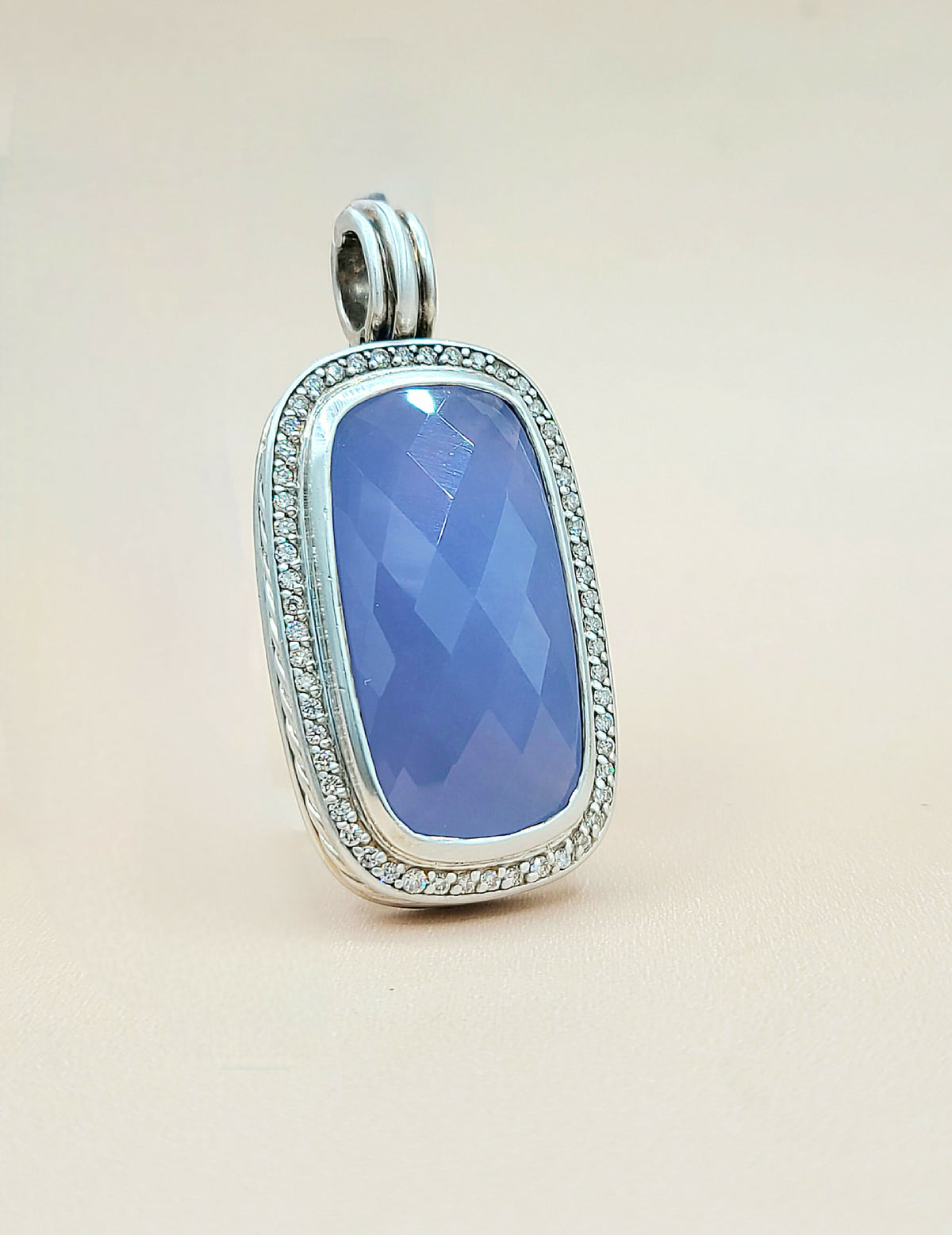  David-Yurman-Albion-Chalcedony &-Diamond-Elongated Pendant