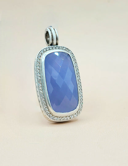  David-Yurman-Albion-Chalcedony &-Diamond-Elongated Pendant