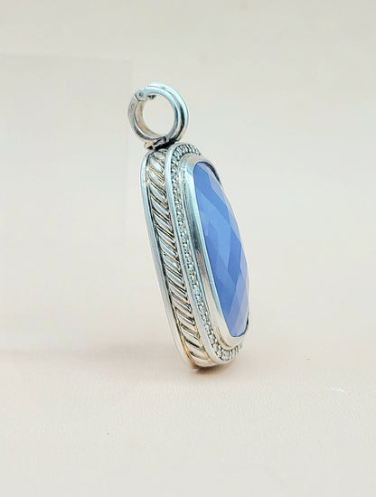  David-Yurman-Albion-Chalcedony &-Diamond-Elongated Pendant