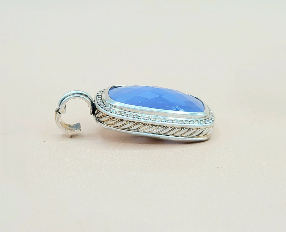  David-Yurman-Albion-Chalcedony &-Diamond-Elongated Pendant