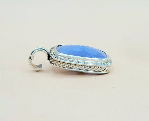  David-Yurman-Albion-Chalcedony &-Diamond-Elongated Pendant