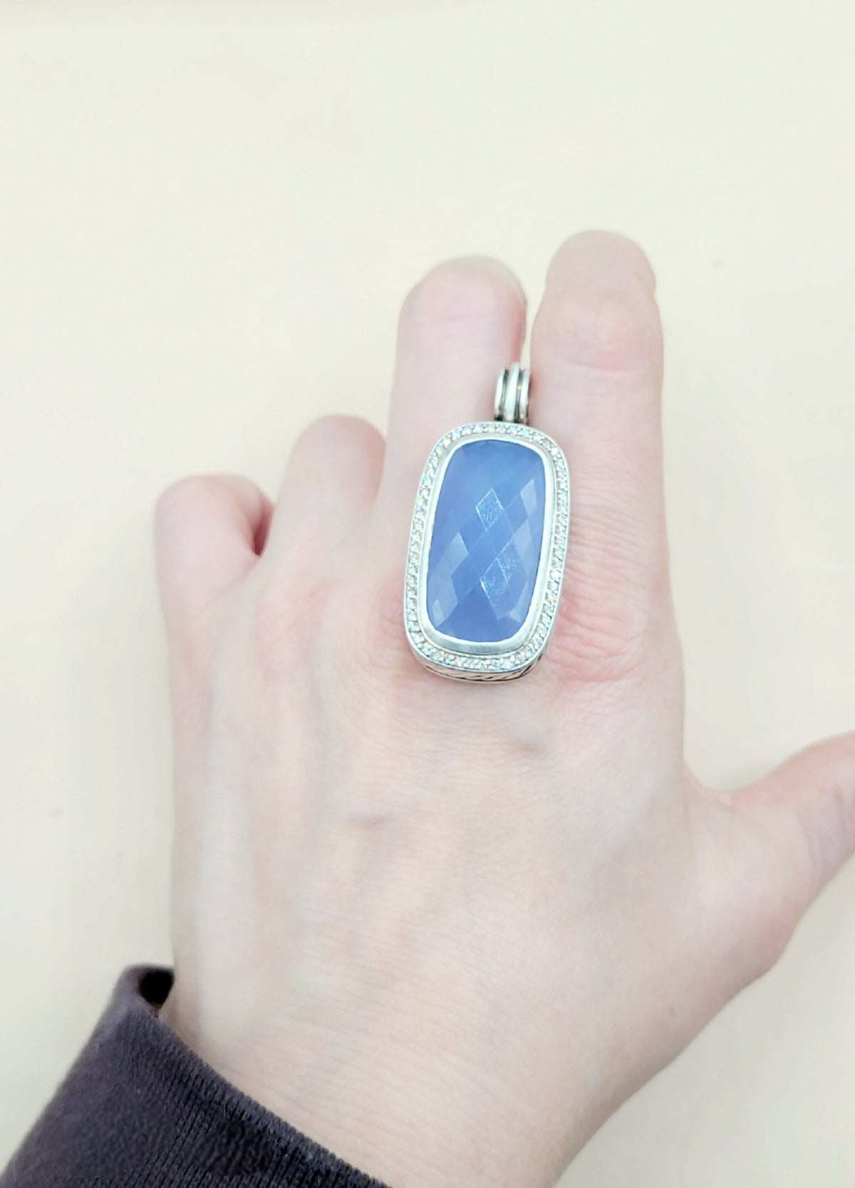  David-Yurman-Albion-Chalcedony &-Diamond-Elongated Pendant