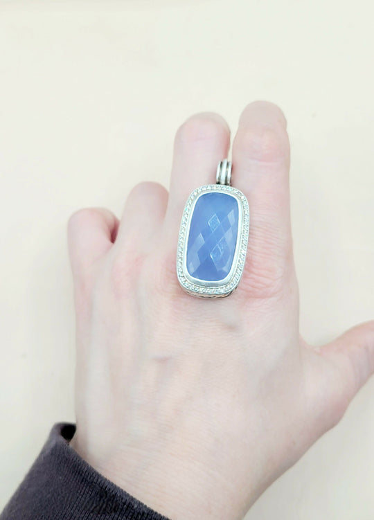  David-Yurman-Albion-Chalcedony &-Diamond-Elongated Pendant