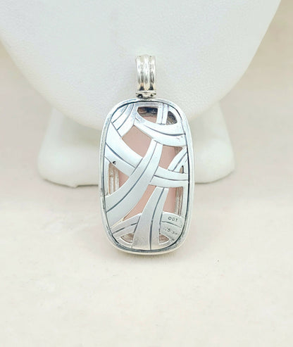  David-Yurman-Jumbo Albion-Elongated Oblong-Rose Quartz-Diamond-Pendant-Enhancer