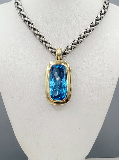 David Yurman Jumbo Albion Elongated Pendant Enhancer With Blue Topaz And Gold
