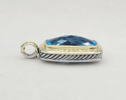 David Yurman Jumbo Albion Elongated Pendant Enhancer With Blue Topaz And Gold
