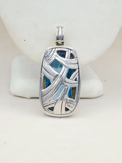 David Yurman Jumbo Albion Elongated Pendant Enhancer With Blue Topaz And Gold