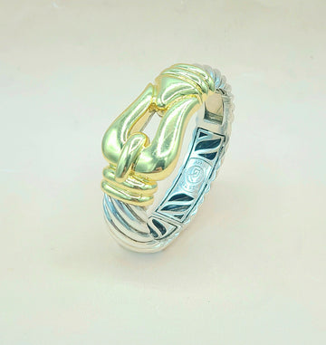 David Yurman Jumbo Gold Buckle Waverly Cable Bracelet Silver & 18k 