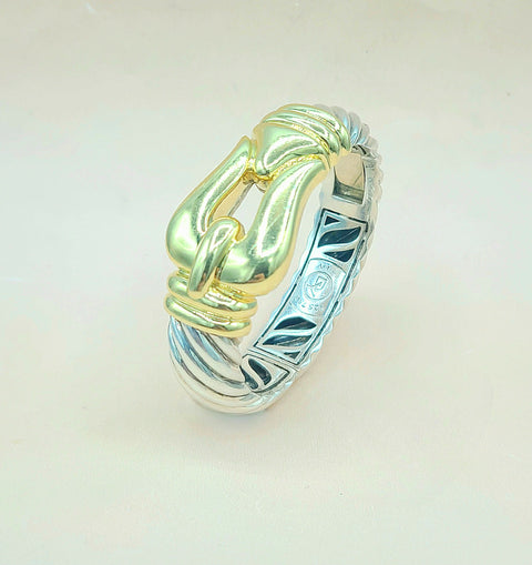 David Yurman Jumbo Gold Buckle Waverly Cable Bracelet Silver & 18k 