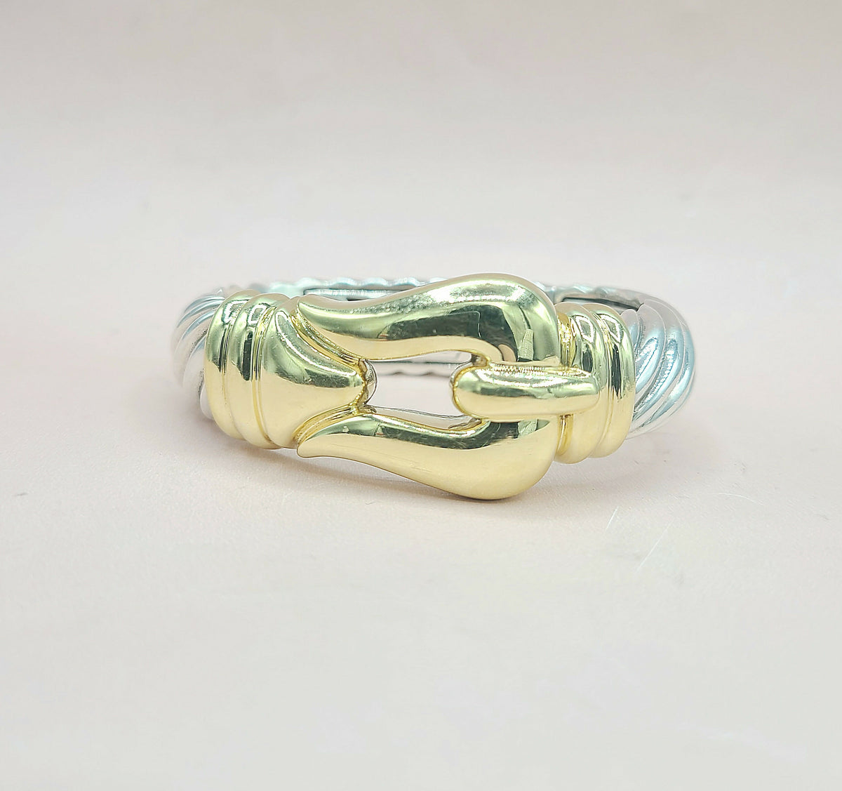David Yurman Jumbo Gold Buckle Waverly Cable Bracelet Silver & 18k 