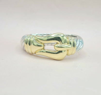 David Yurman Jumbo Gold Buckle Waverly Cable Bracelet Silver & 18k 