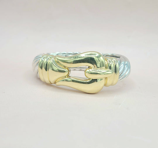 David Yurman Jumbo Gold Buckle Waverly Cable Bracelet Silver & 18k 