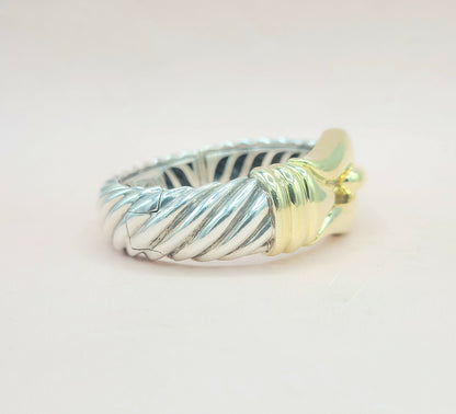 side view David Yurman Jumbo Gold Buckle Waverly Cable Bracelet Silver & 18k 