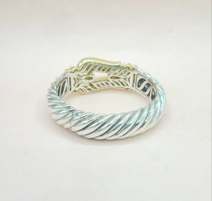 back view David Yurman Jumbo Gold Buckle Waverly Cable Bracelet Silver & 18k 
